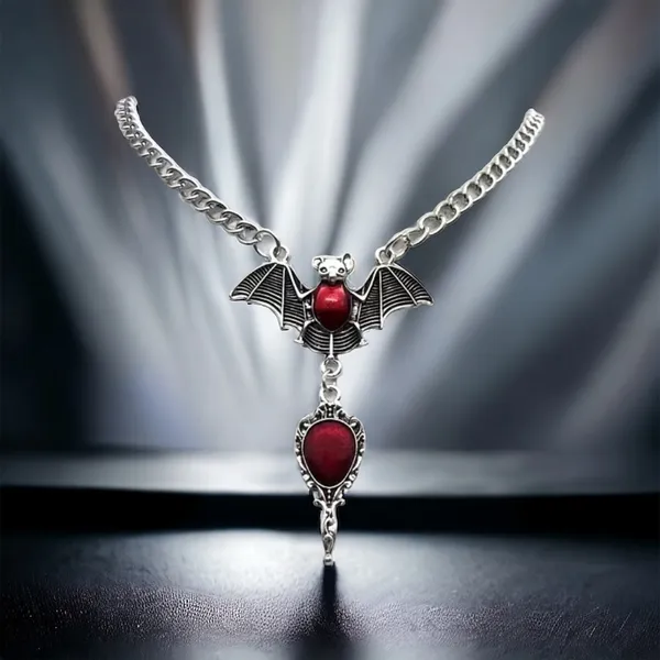 Gothic Party Style Special Bat‎ Red Mirror Pendant Zinc Alloy Necklace - Image 5