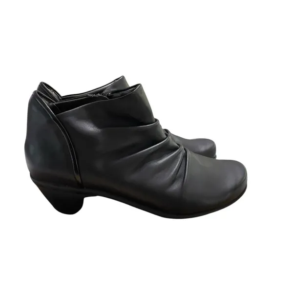 Naot Leather Ankle Booties Black Heeled Boots Side Zip size 41 US 10-10.5 - Image 4