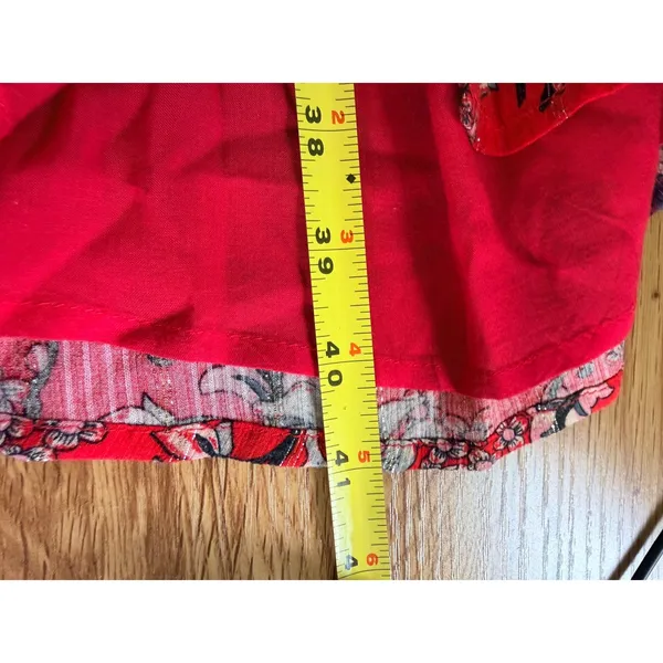 ba&sh Red Floral Lurex Midi Dress‎ V-Neck Front Slit Small - Image 8