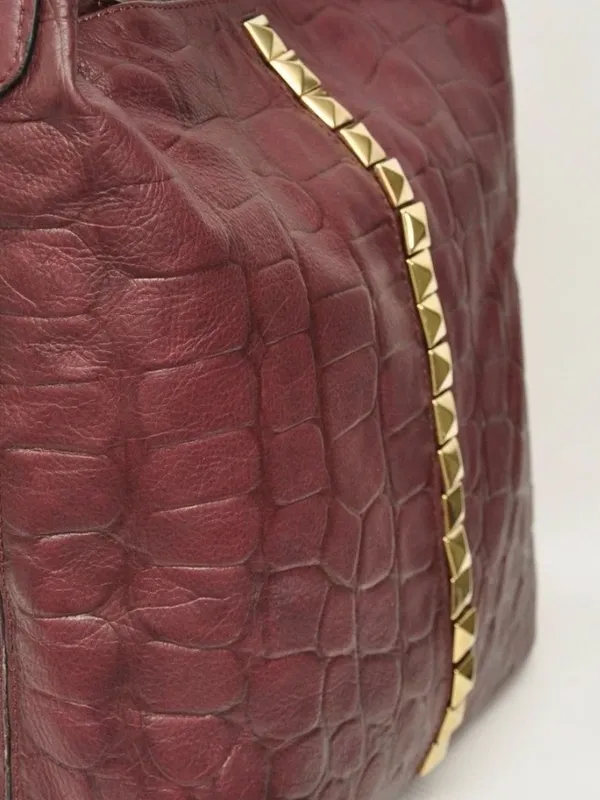 Dimoni Spain COCO Croco Leather Tote Shoulder Bag Handbag Hobo ~Bordeaux - Image 2