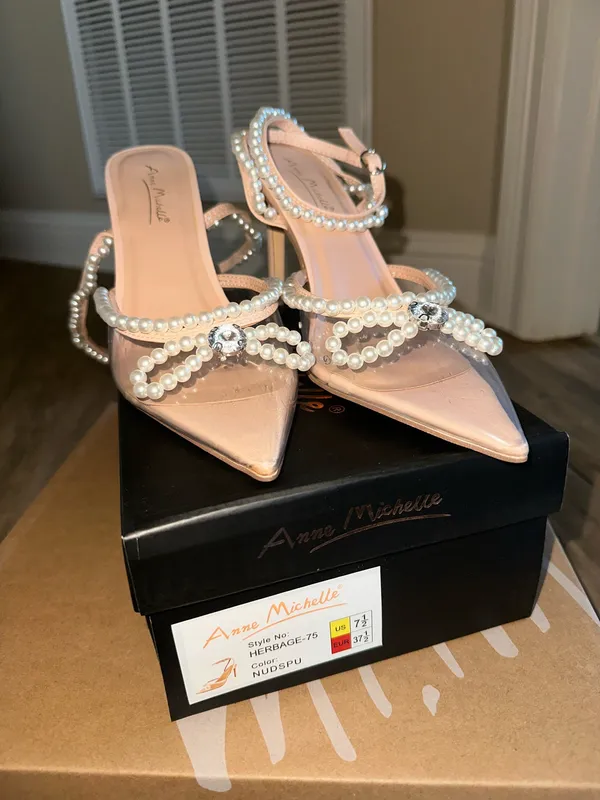 Pearl Bow nude heels Pink Size 7.5 - Image 3