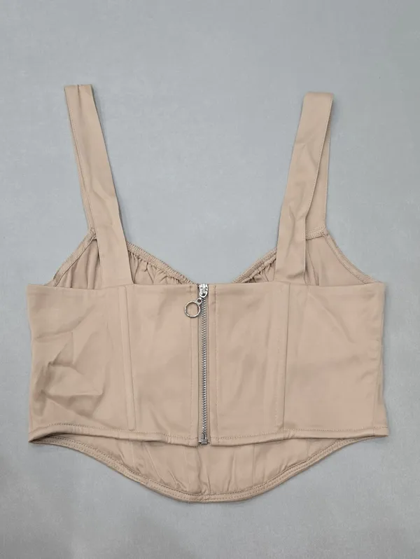Zara Beige Satin-effect Cropped Bustier Corset Top Size XS - Image 7