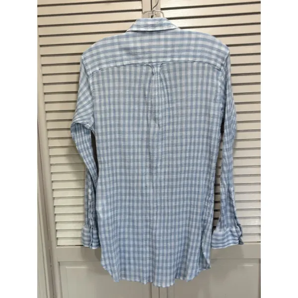Lauren Ralph Lauren White/Blue Button Up Long Sleeve Shirt Size‎ L - Image 4