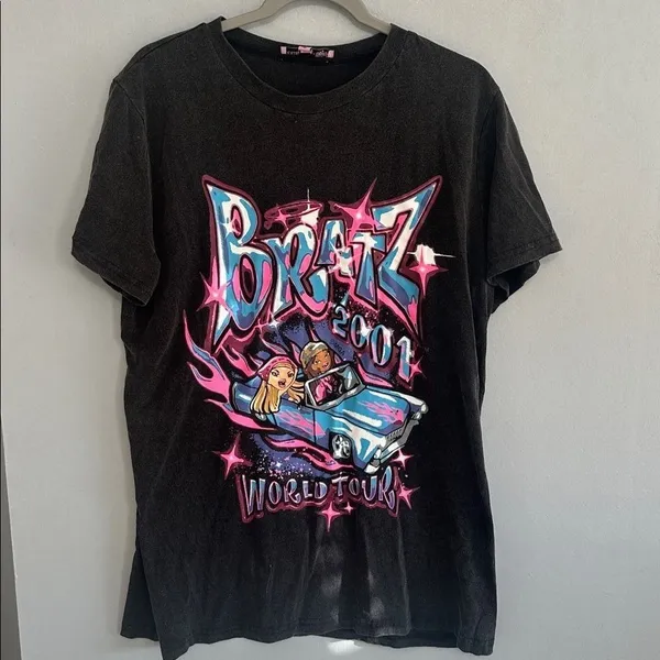 Dolls Kill Womens T-Shirt Bratz 2001 World Tour Graphic Charcoal Gray Small - Image 2