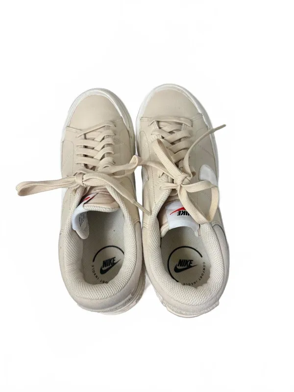 Nike Beige Platform Sneakers with White Swoosh - Size 6.5 - Image 6