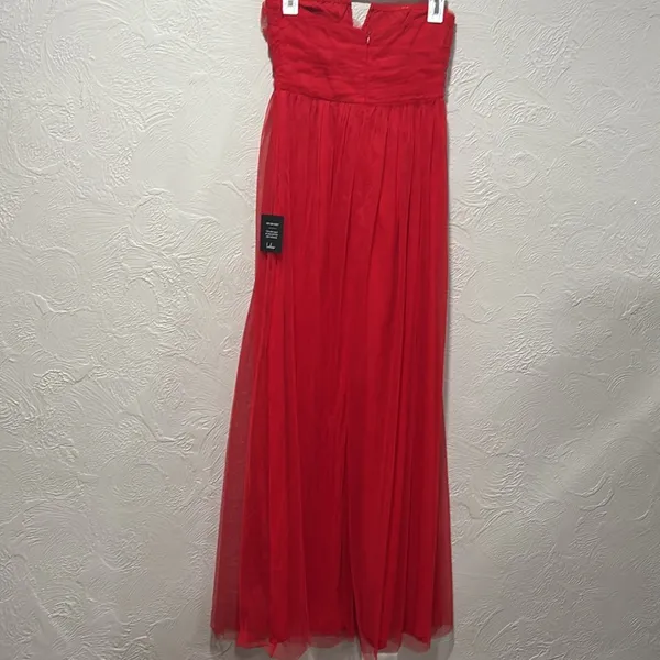 Lulus Queen Behavior Strapless Ruched Red Tulle Maxi Dress Size Small NWT - Image 5