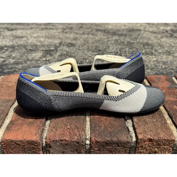 Rothy's The Flat Round Cap Toe Plaid Blue Halo Limited Edition Ballet Shoes 7 - Image 6