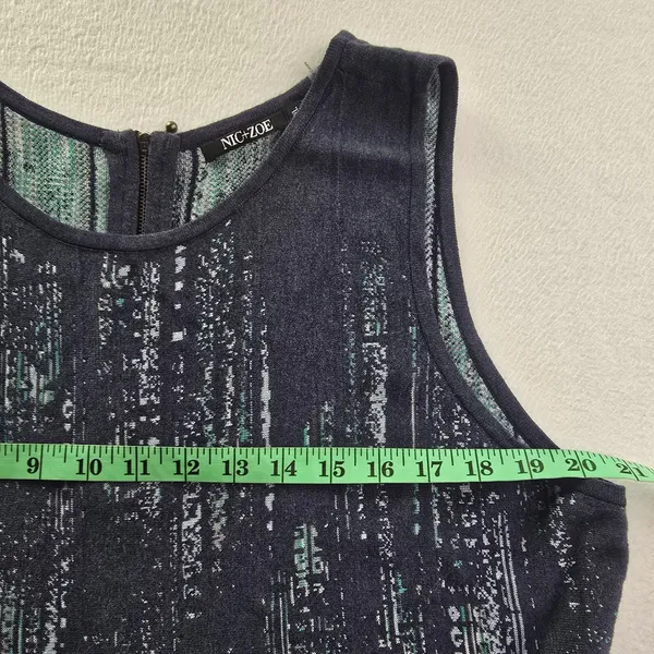 NIC+ZOE Womens XL Navy Blue Abstract Knit‎ Fit and Flare Sleeveless Dress - Image 7