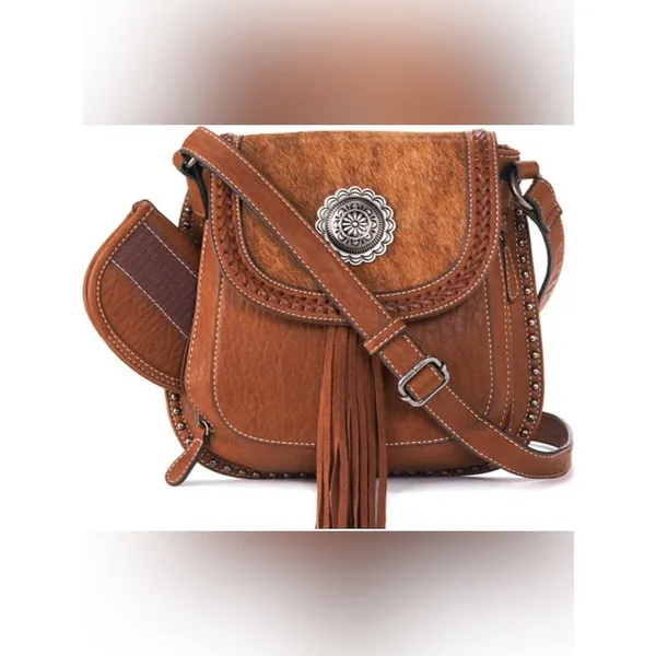 Blazin Roxx Ella concealed carry Messenger purse with holster Calf Hair - Image 2