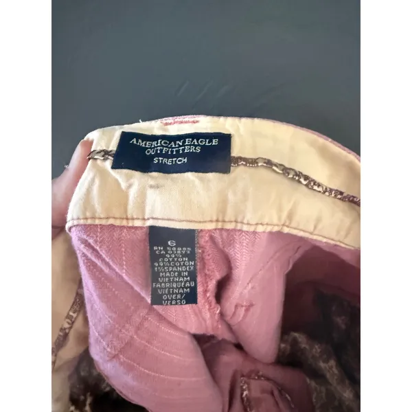 American Eagle Y2k‎ Pink Textured Stripe Stretch Crop Pants Low Rise Womens 6 - Image 9