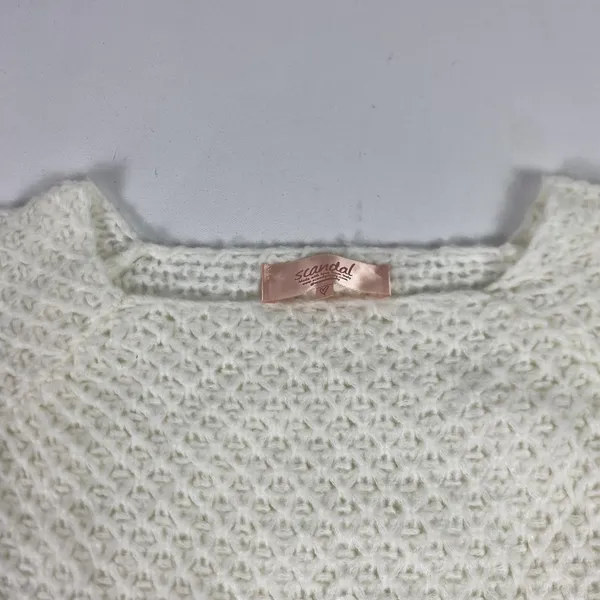 Scandal Italy Sweater Womens One‎ Size White Textured Open Knit Raglan Pullover - Image 2