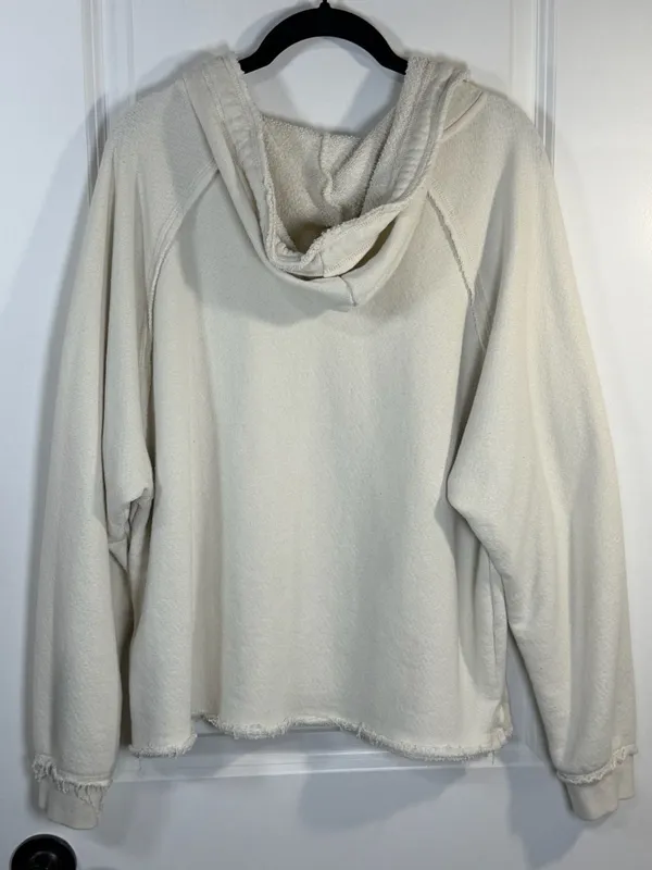 Z Supply V-Neck Weekender Hoodie Cream Size M - Image 3