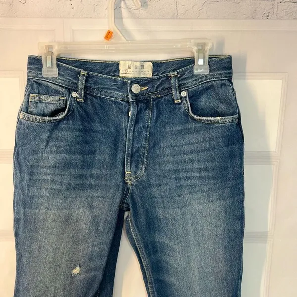 FREE PEOPLE STRAIGHT UP BAGGY MEDIUM WASH HIGH RISE JEANS size 25 - Image 3