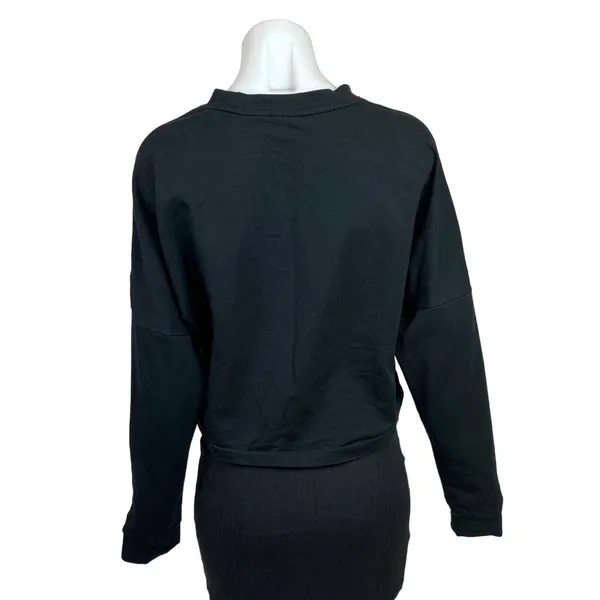 Puma Women's Black Gold Metallic Logo Cozy Pullover Sweater Sweatshirt Top S - Image 2