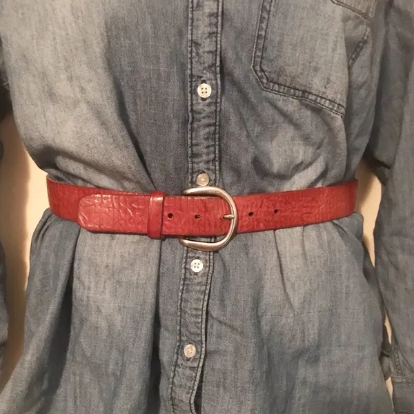 Vintage Fossil Y2K Brown Leather Tooled Floral Western Distressed Belt womens S - Image 8