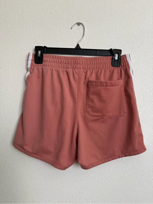 adidas Women’s Coral Athletic Shorts with White Stripes - Image 4