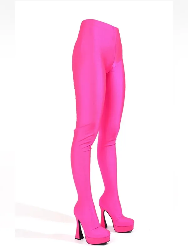 Cape Robbin Hot Pink Platform Sock Boots - Image 2
