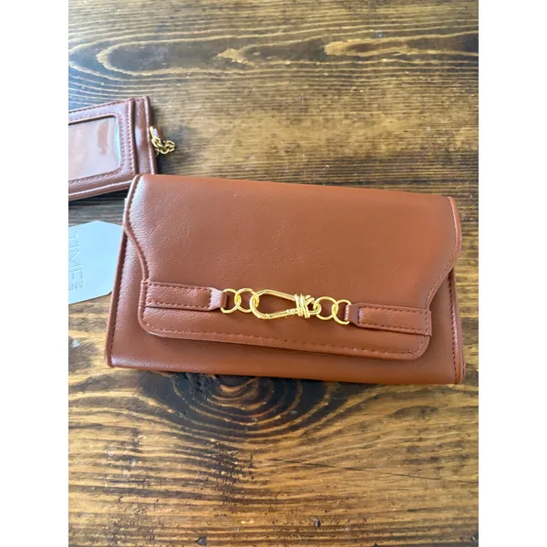 Time And Tru Brown Woven Wallet And Key Chain Card‎ Holder - Image 2
