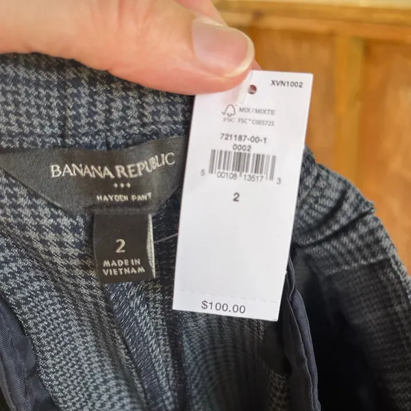Banana Republic Factory Women's High Rise Hayden Pant Navy Plaid Size 2. NEW! - Image 6