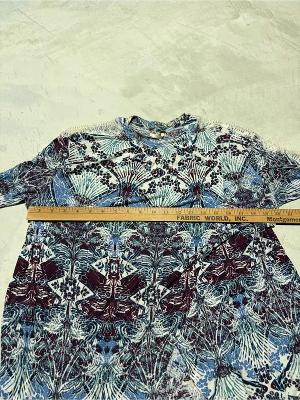 Free people Blue pattern Printed Long Sleeve Top medium - Image 5