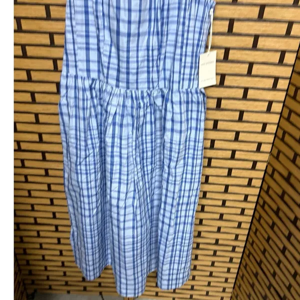 Free Assembly Blue Plaid Midi Dress‎ Size Large - Image 5