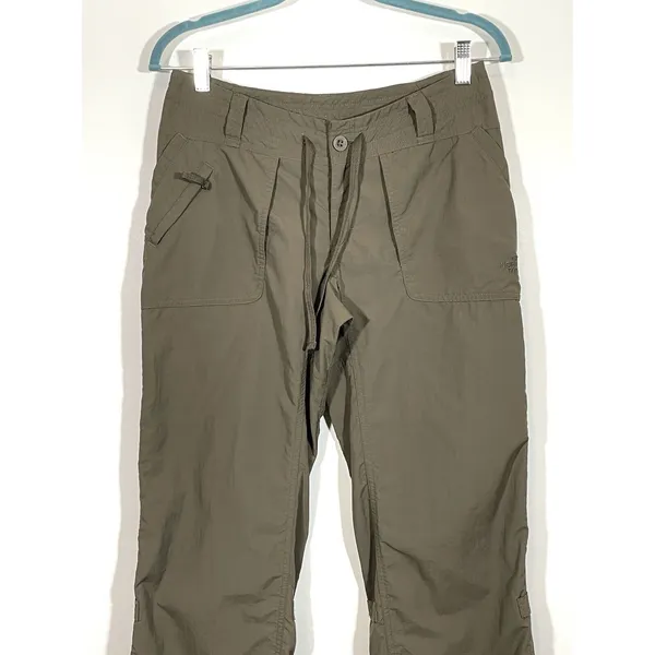 North Face Women's Hiking Pants Size 4 Beige Roll Tab Convertible Pant Pockets - Image 2
