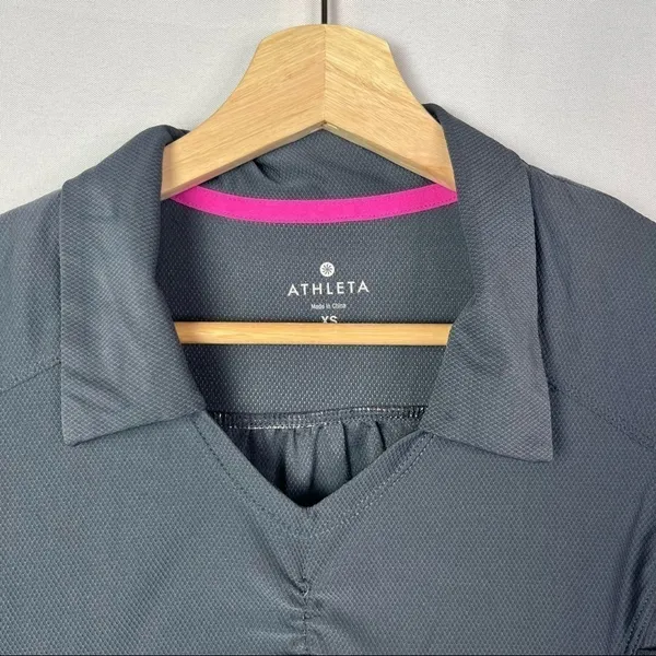 Athleta Gray Ruched‎ Side Birdie Short Sleeve Golf Polo XS - Image 3