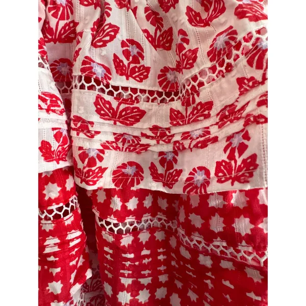 Roller Rabbit Skirt Red & White‎ Tiered Mini Skirt Size Small NWT - Image 3