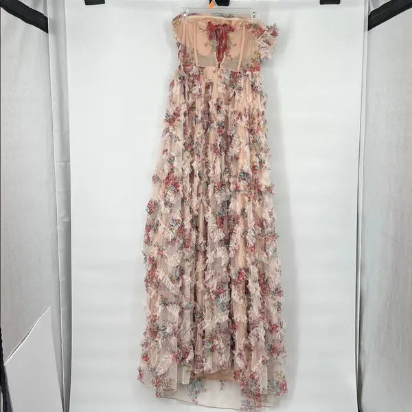 Floral Strapless Maxi Gown sheer lines lightweight - Image 16