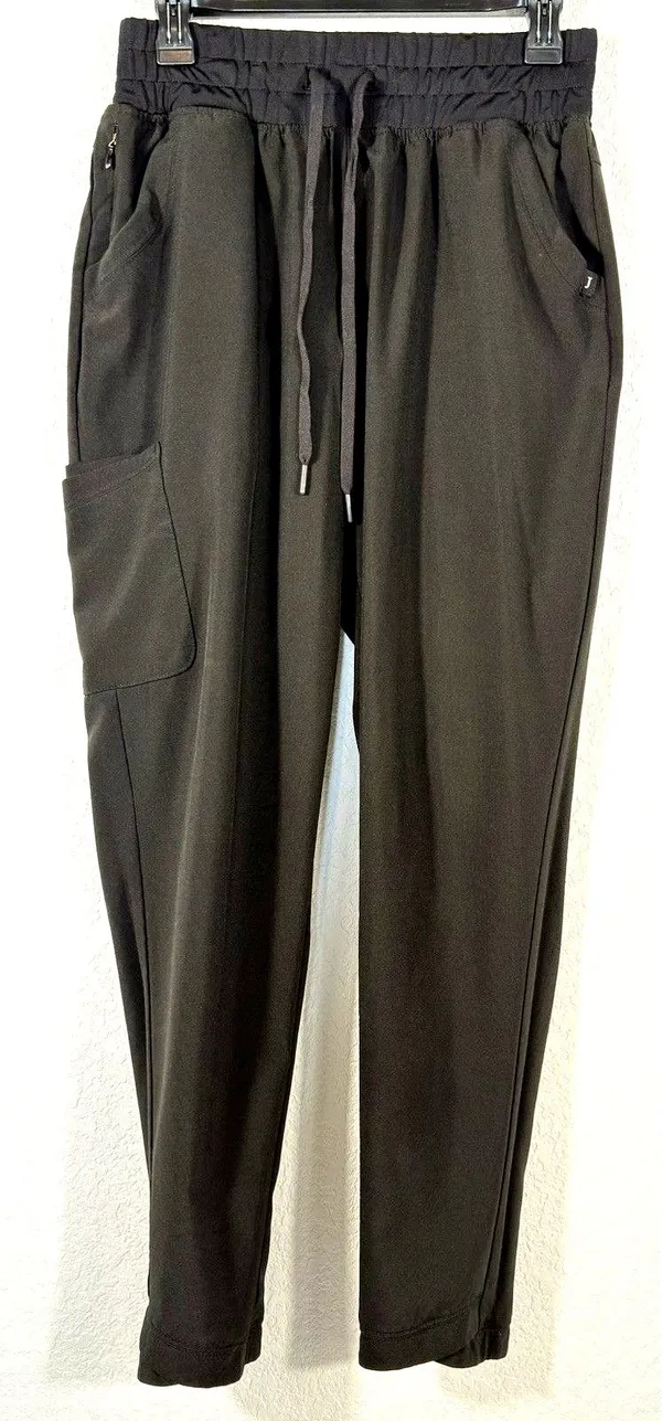 Jaanuu Womens M All-Day Performance Scrub Pants Black Cargo Tulip Hem Stretch - Image 3
