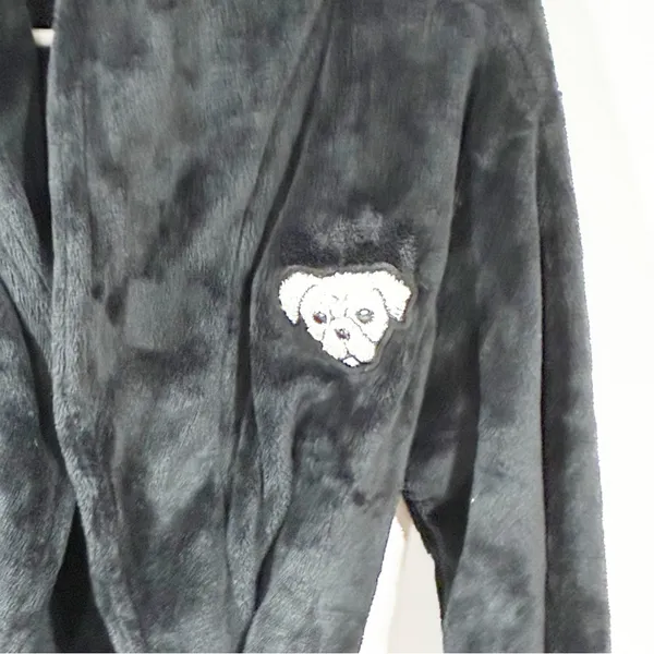 Victoria's Secret PINK Cozy Robe Size XS Black & White Logo Sleep Fluffy‎ PJ - Image 4