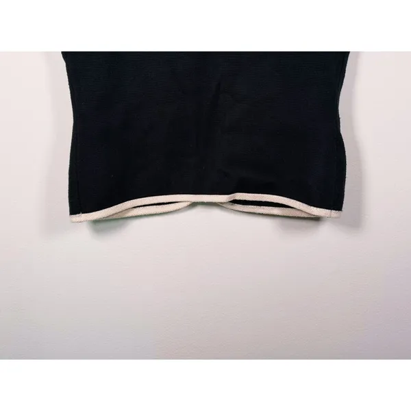 Abercrombie Mara V-Neck Gold Button Sweater Vest Womens M Black Preppy Old Money - Image 9