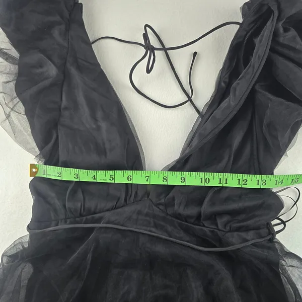Baltic Born NWOT Anabella Tulle Dress Black Maxi Ruffle Sleeve Party‎ Evening M - Image 9