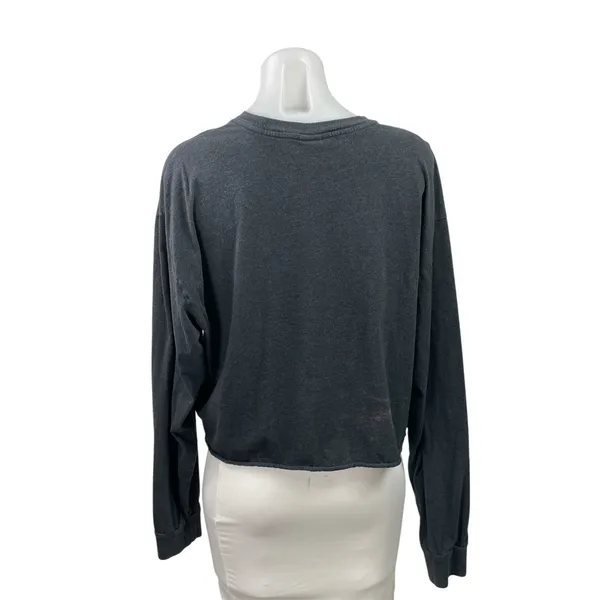 Aritzia TNA Women's Gray Long Sleeve Cropped Crew Neck Pullover Sweatshirt Top L - Image 3