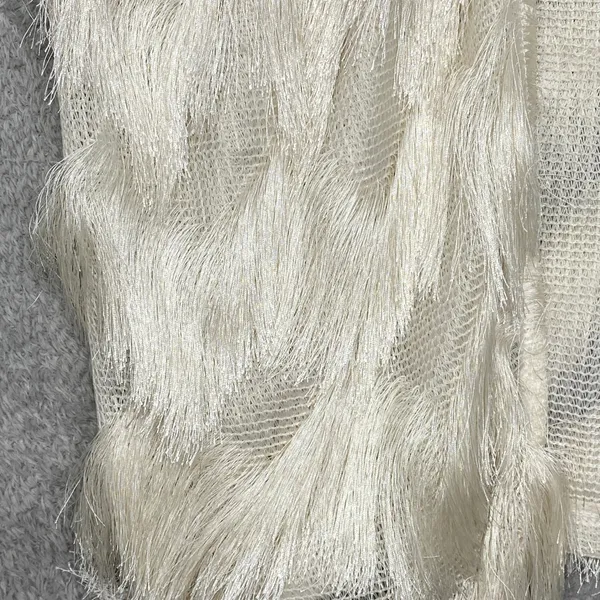 TOPSHOP Sweater Womens 4 Cream Fringe Open‎ Front Cardigan Sweater Cover Up Top - Image 2