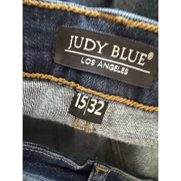 Judy Blue Relaxed Fit Jeans Women’s Size 15/32 Dark Blue Stretchy Tapered Leg - Image 8