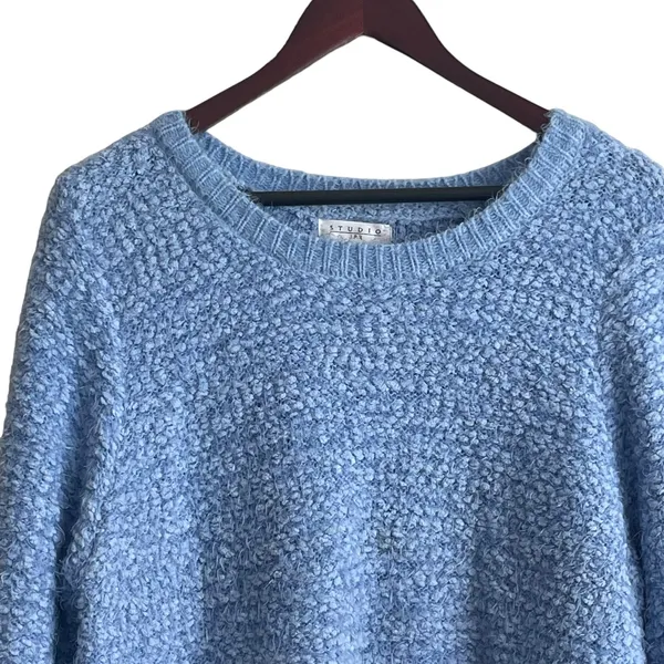 Studio JPR Sweater Women XL Blue Crew Neck 3/4 Sleeve Sherpa Fuzzy‎ Cozy Casual - Image 10