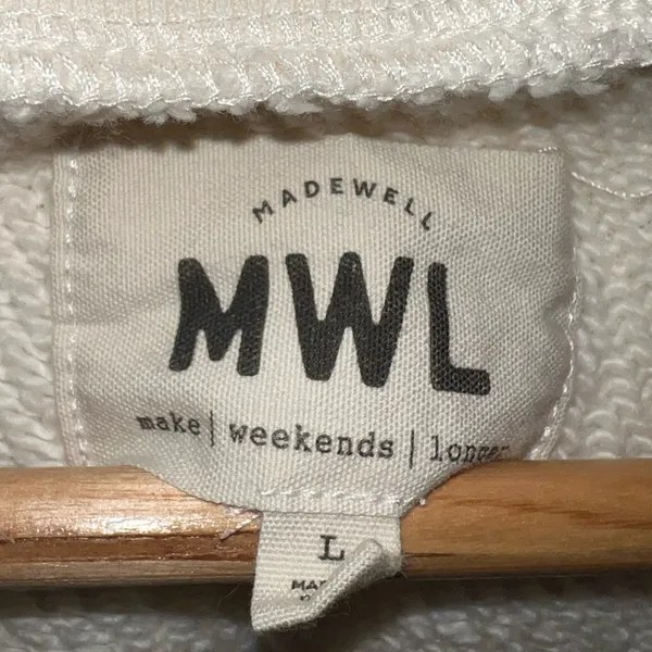 Madewell Airyterry V-Neck‎ Sweatshirt Tee Womens Size Large Cream - Image 3