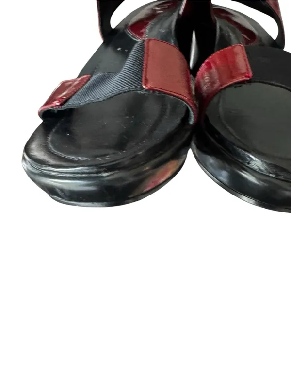 Dansko - Red Patent Leather Black Elastic Wedge Sandals Sz 40 - Image 5