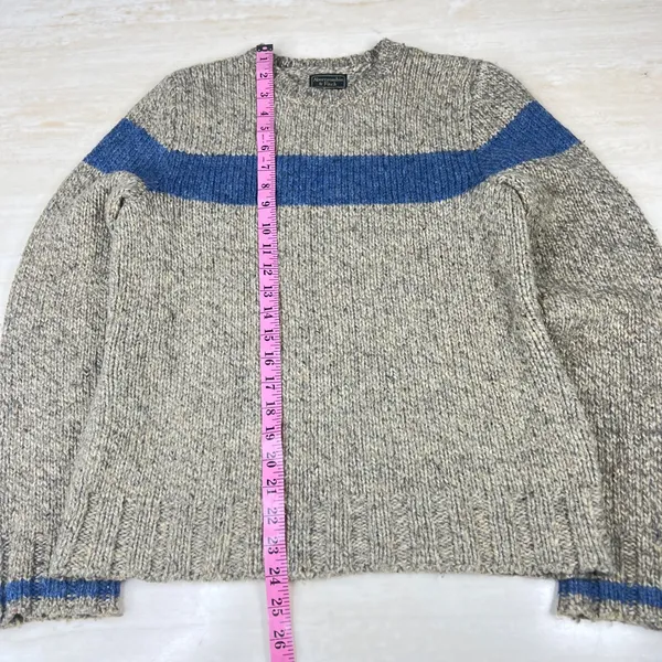 Vintage Abercrombie & Fitch Wool Blend Striped Sweater Oatmeal Blue 90s Medium - Image 5