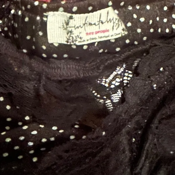 Free People Intimately Camisole Lg Black Polka Dot Lace Strapless Top Romantic - Image 5