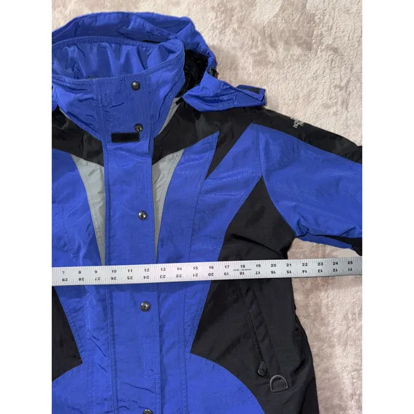 Vintage The North Face Women's Blue Black Hooded Ski Jacket Size 12 Waterproof - Image 8