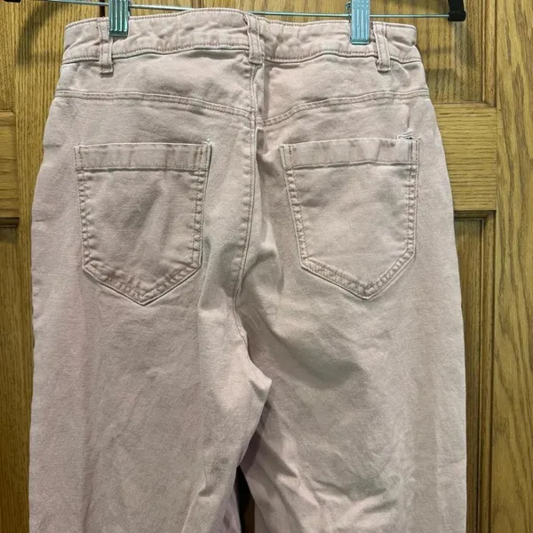 Old Navy Wide Leg High Rise Pants Mauve Pink 4 Tall Trousers Cotton Twill‎ - Image 8