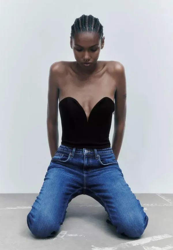 ZARA top black corset sleeveless bodysuit - Image 5