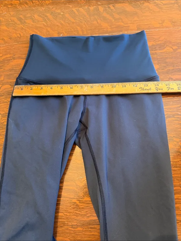 Lululemon Womens Leggings Adjustable Mesh rusching Navy Blue Size 8 High Rise - Image 8