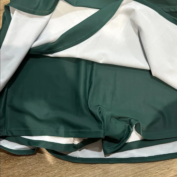 Dark Green Long Sleeve swim dress - forest green with shorts - Image 2