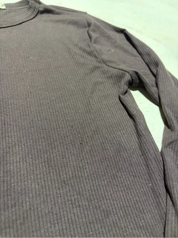 Madewell Long Sleeve Ribbed Crew Neck Shirt brown large - Image 6