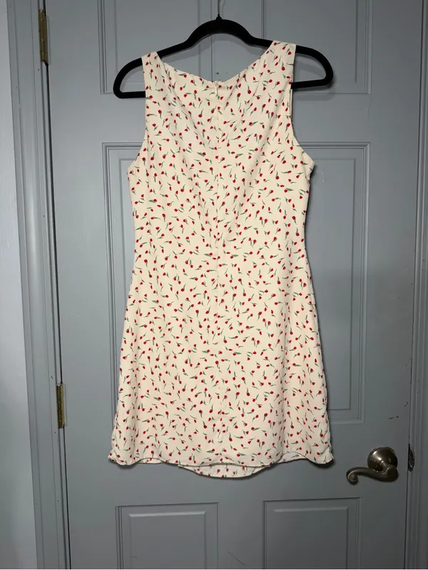 Glamorous Cream Mini Dress with Red Cherry Print - Image 3