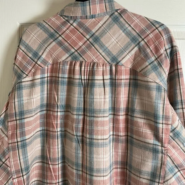 Oversized Plaid Flannel Shirt Button - Image 7