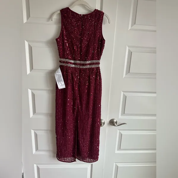 Mac Duggal Sleeveless High Neck Beaded Midi dress size‎ 0 10509 NWT - Image 7